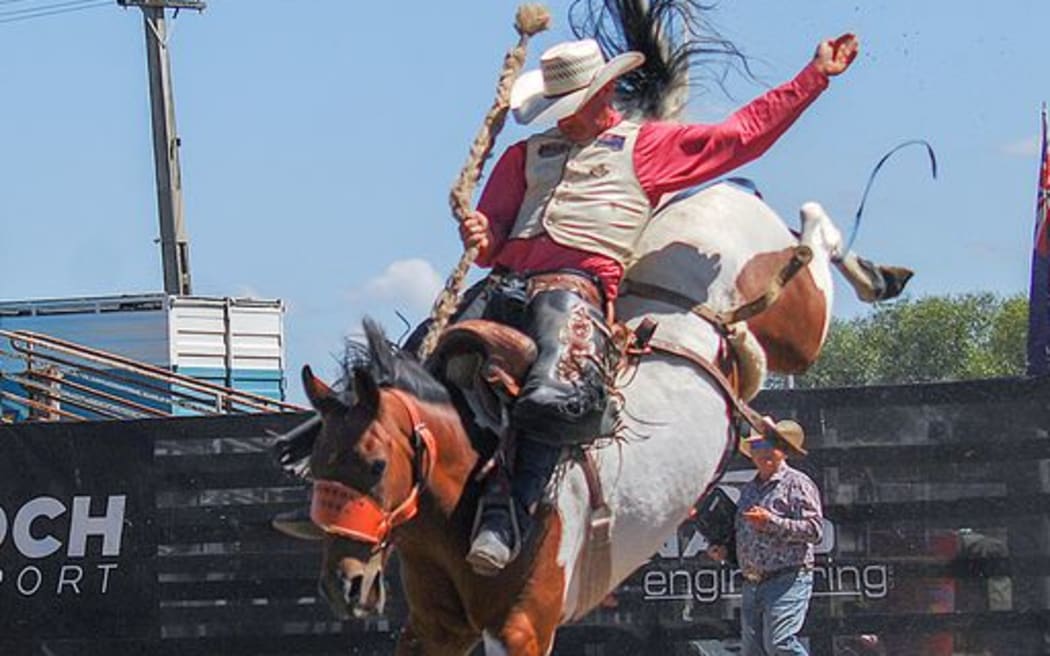2025 All Around Cowboy award winner Ross Dowling at the previous Mataura rodeo.