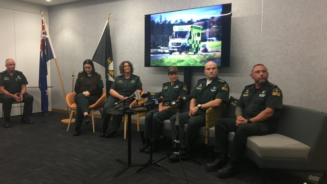 St John staff who attended the mosque shootings talk to media.