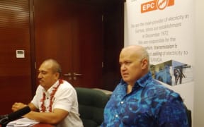 Samoa power utlity chairman Pepe Christian Fruean and GM Tologata Tile Lei'a