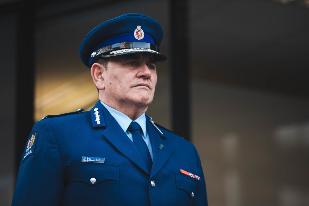 Police Deputy Commissioner Wally Haumaha  led a small group of officers by the flagpole outside the National Headquarters in a minute of silence in honour of Constable Matthew Hunt.