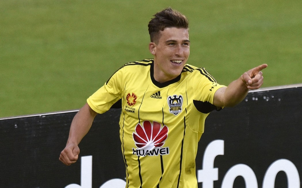 Louis Fenton celebrates a goal for the Phoenix.