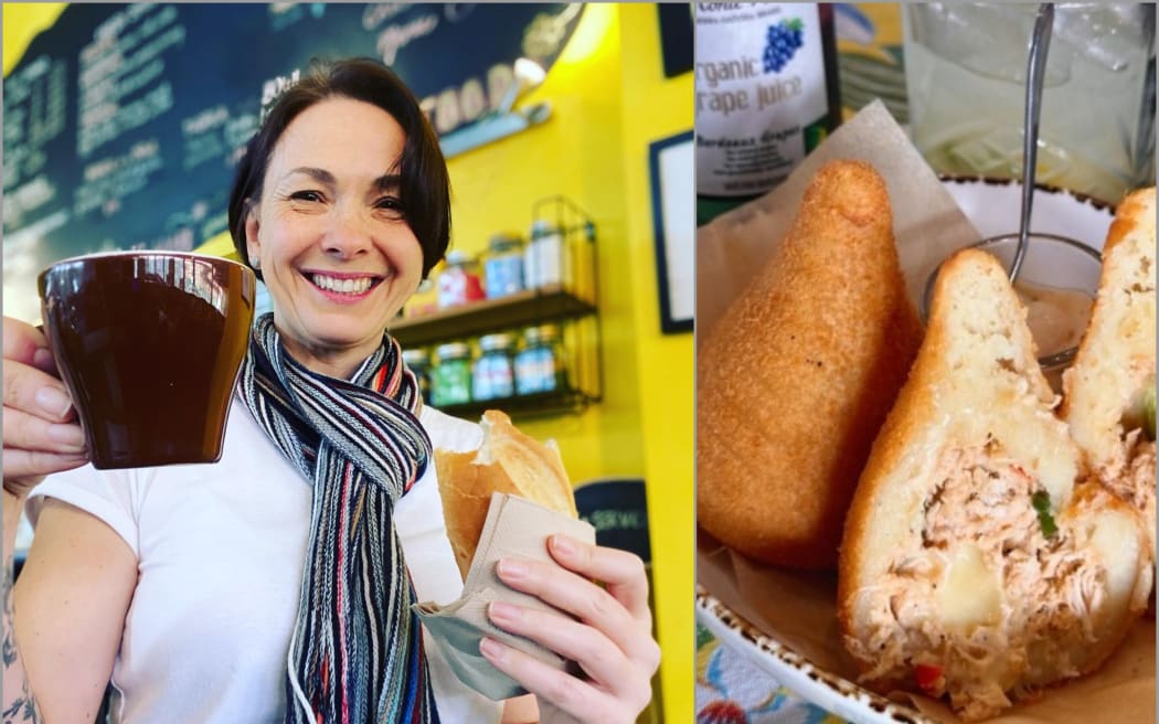 Patricia Dalcuque. Right, her award-winning coxinha.