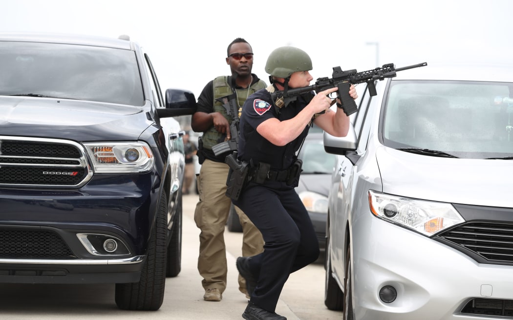First responders secure the area outside the Fort Lauderdale-Hollywood International airport.
