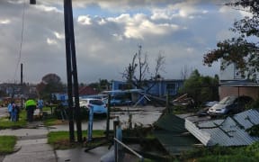 Damage after a tornado in the South Auckland suburb of Papatoetoe on 19 June 2021.