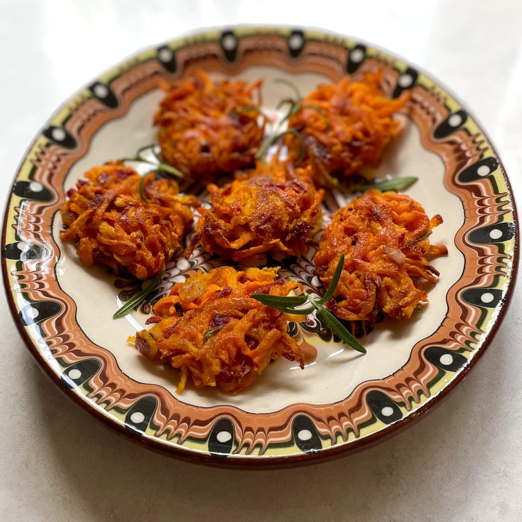 kumara and carrot latkes