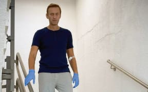 This handout picture posted on September 19, 2020 on the Instagram account of @navalny shows Russian opposition leader Alexei Navalny in Berlin's Charite hospital.