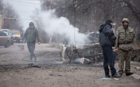 DONETSK, UKRAINE - FEBRUARY 28: A view of damage due to armed conflict in Donetsk region under the control of pro-Russian separatists, eastern Ukraine on February 28, 2022.
 Stringer / Anadolu Agency (Photo by STRINGER / ANADOLU AGENCY / Anadolu Agency via AFP)