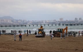 The oil spill on Russia's Black Sea coast.