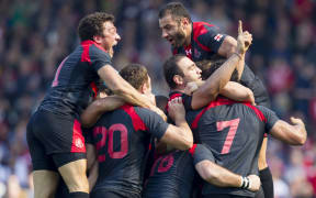 Georgia celebrate win over Tonga RWC2015