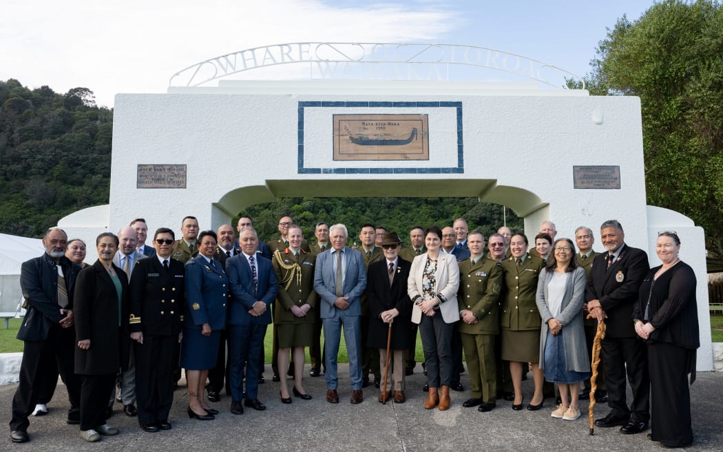 Group photo of NZDF personnel and the Waitangi Tribunal team at the Claimant Hearing (Week 4) at the Wairaka Marae, Whakatāne.