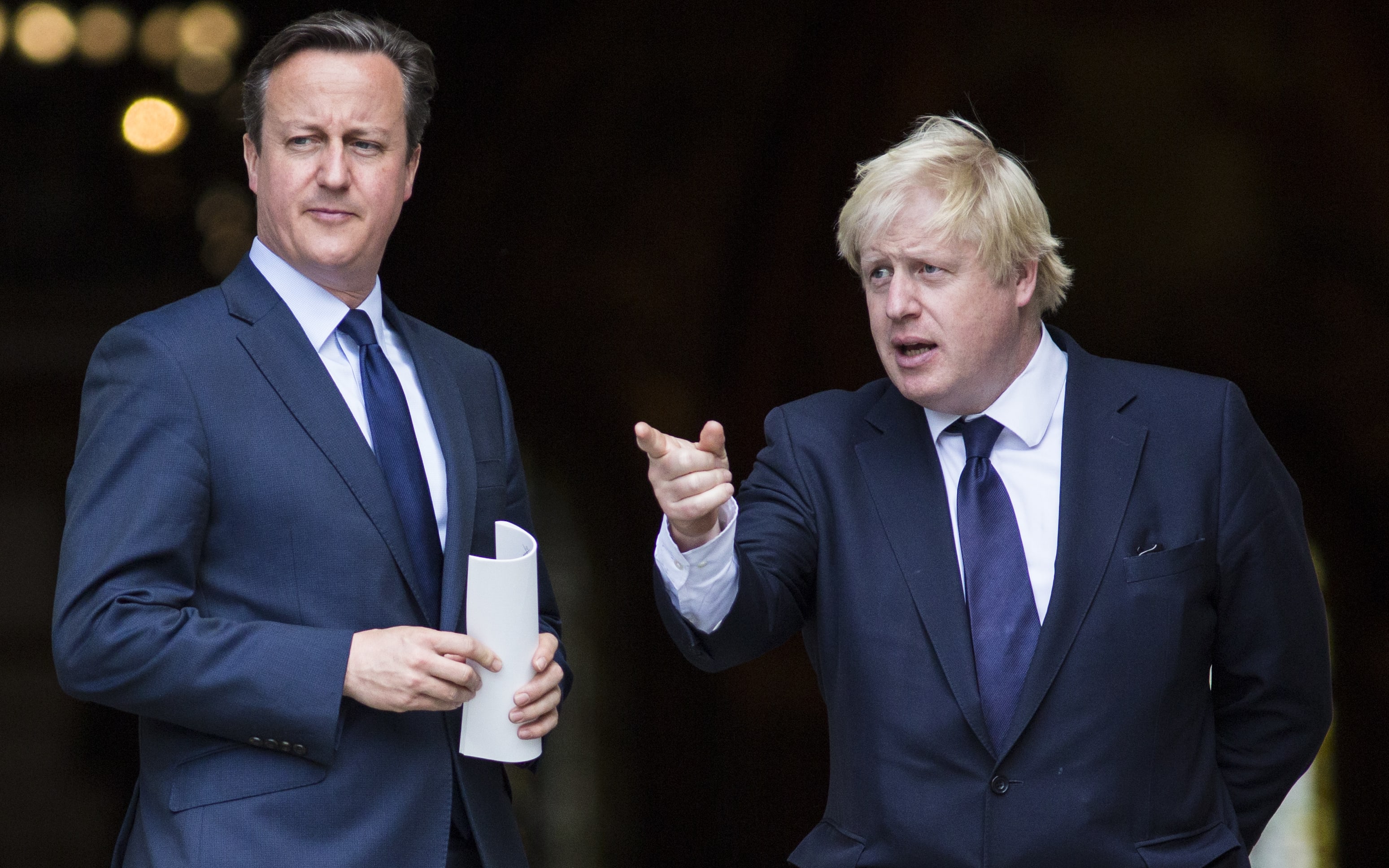 David Cameron when he was prime minister in 2015 and Boris Johnson, who was London mayor at the time.