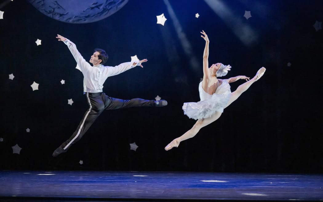 Kihiro Kusukami, left, and Mayu Tanigaito as King and Queen of the Dew Fairies in the Royal New Zealand Ballet production of Hansel and Gretel