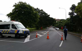 Police blocked off the road surrounding the scene