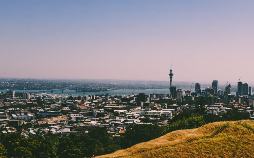 A view of Auckland city from Mt Eden.
