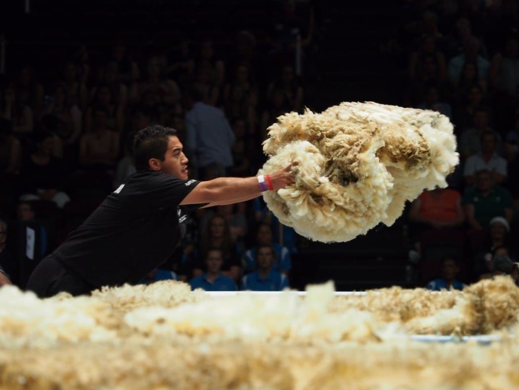 Joel Henare in the woolhandling final