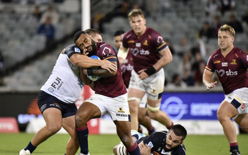Jona Nareki during the Brumbies v Highlanders, Super Rugby Pacific match, GIO Stadium, Canberra.