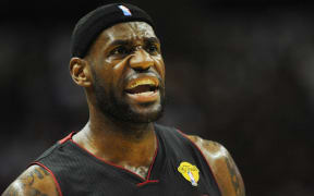 LeBron James playing for the Miami Heat.