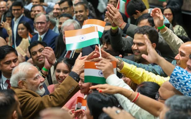 Indian Prime Minister Narendra Modi met members of the Indian community at the Cordis Hotel in Auckland after arriving on Friday evening.