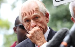 WASHINGTON, DC - SEPTEMBER 07: Peter Navarro, an advisor to former U.S. President Donald Trump, speaks to reporters after being found guilty of contempt of Congress at the E. Barrett Prettyman Courthouse on September 07, 2023 in Washington, DC. Navarro was found guilty of criminal contempt of Congress for failing to comply with a congressional subpoena related to the House select committee's investigating of the January 6, 2021, attack on the US Capitol.   Kevin Dietsch/Getty Images/AFP (Photo by Kevin Dietsch / GETTY IMAGES NORTH AMERICA / Getty Images via AFP)