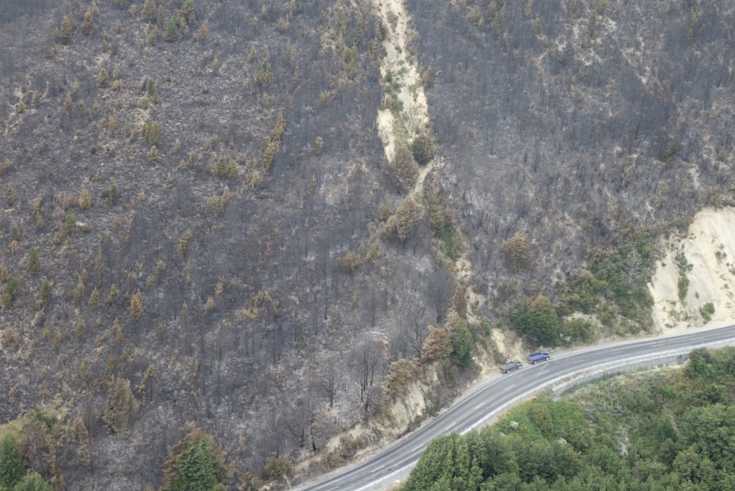 The fire opposite Craigieburn Forest Park near Arthur's Pass