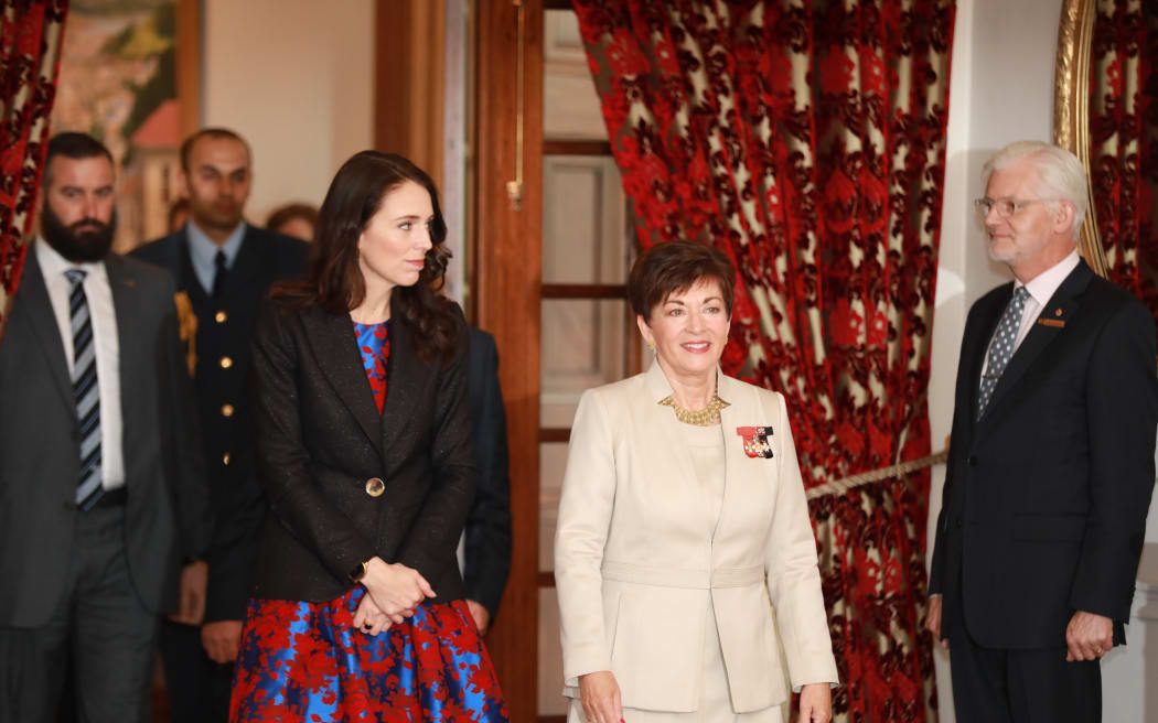 Prime Minister designate Jacinda Ardern with Governor General Patsy Reddy at Government House for the swearing-in ceremony.