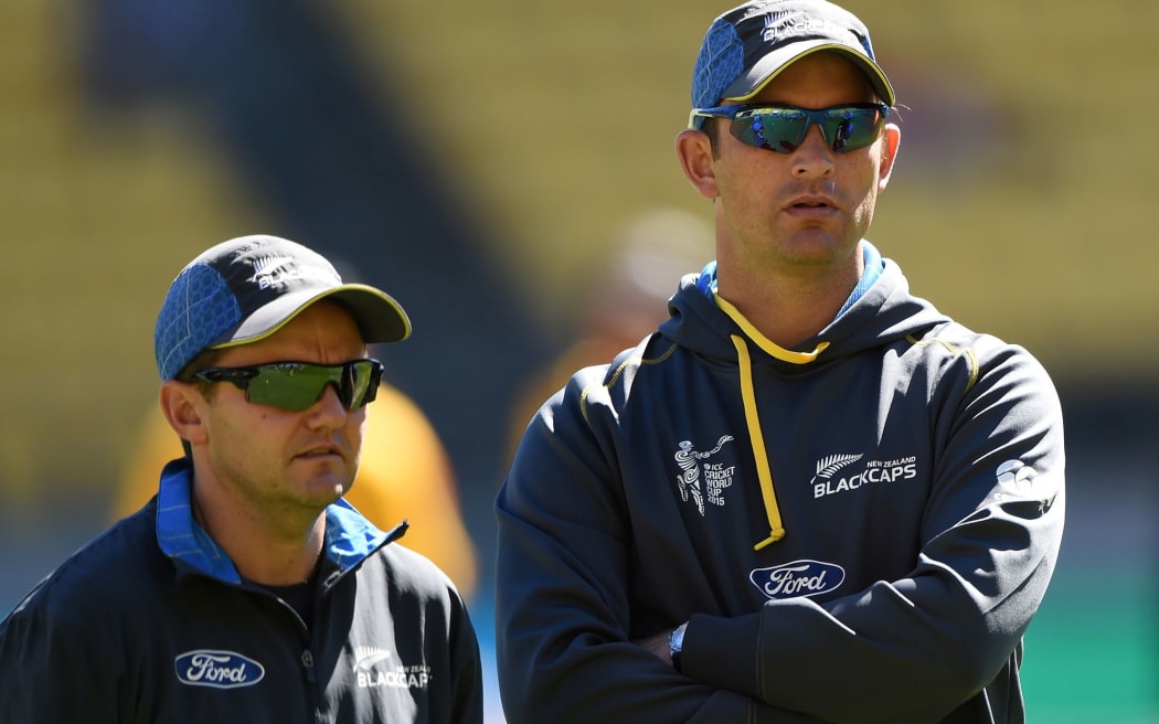 Shane Bond (right) during his time at Black Caps bowling coach alongside Mike Hesson.