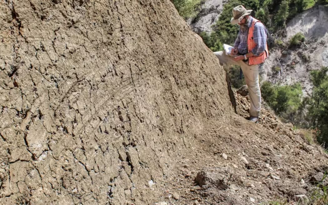Slickenlines from the Kekerengu Fault, taken days after the 2016 Kaikōura earthquake.