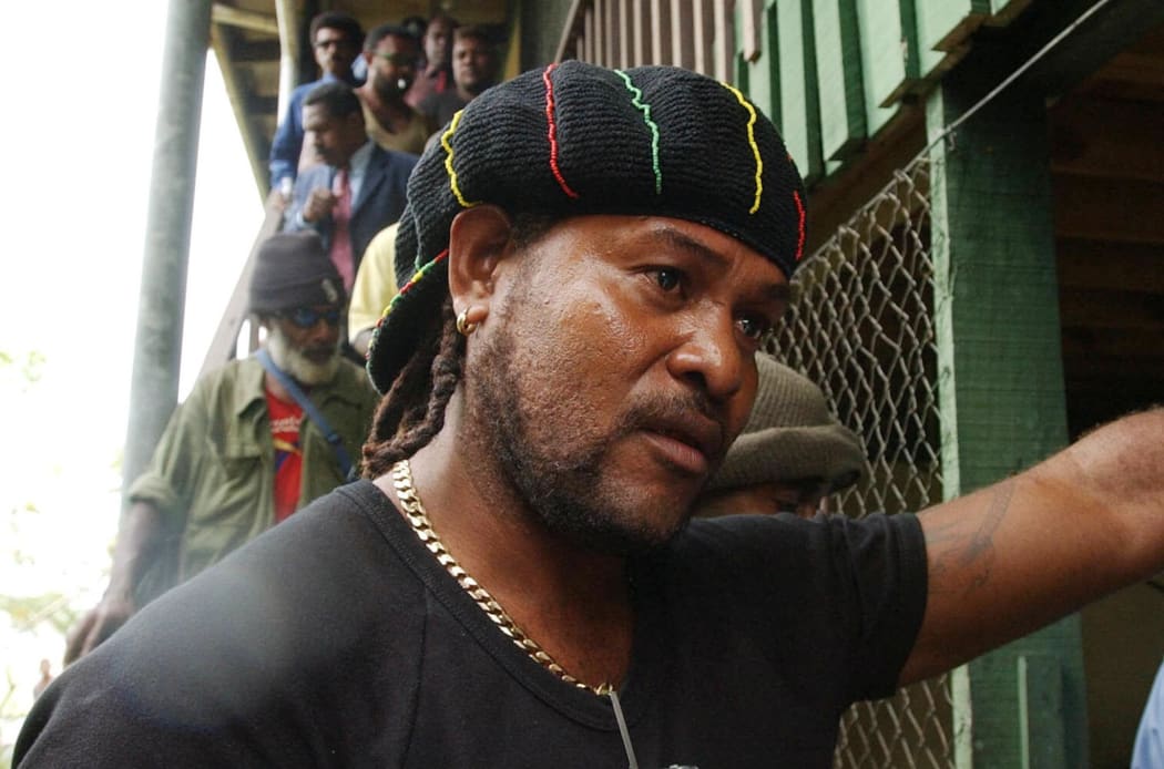 Jimmy Rasta, leader of the Malaita Eagle Force militia, in Solomon Islands in July 2003