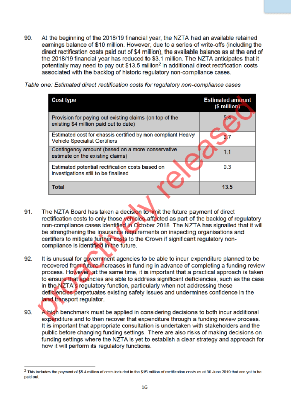 A Cabinet paper estimates the Transport Agency investigation could cost almost $8m