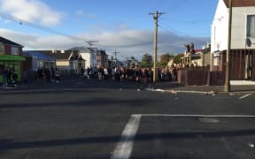 A party on Castle Street, Dunedin, about 8am on Sunday 1 November 2015.