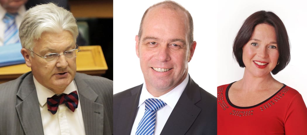 Peter Dunne, National's Brett Hudson and Labour candidate Virginia Andersen.