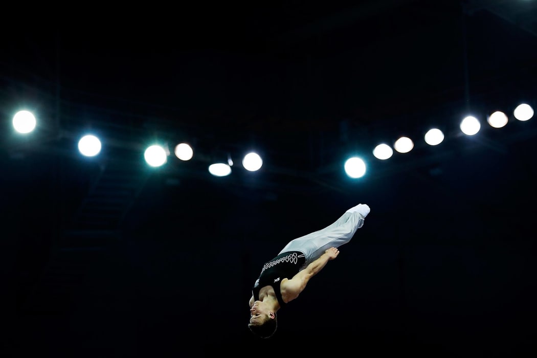 New Zealand trampolinist Dylan Schmidt in action