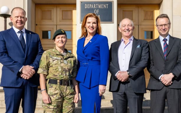Five Eyes representatives committed to Project Arcadia - from left, Ross Ermel (Canada), Brigadier Esther Harrop (New Zealand), Kirsten Davies (USA), Charles Forte (United Kingdom), Chris Crozier (Australia)