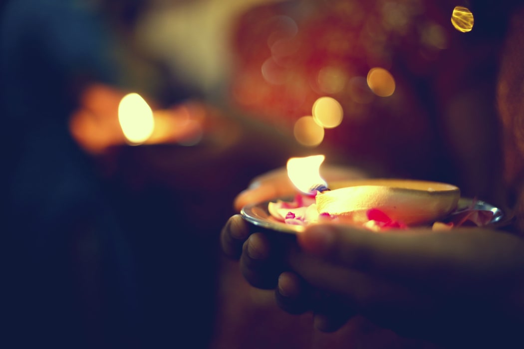Hindu Indian wedding ceremony in a temple.