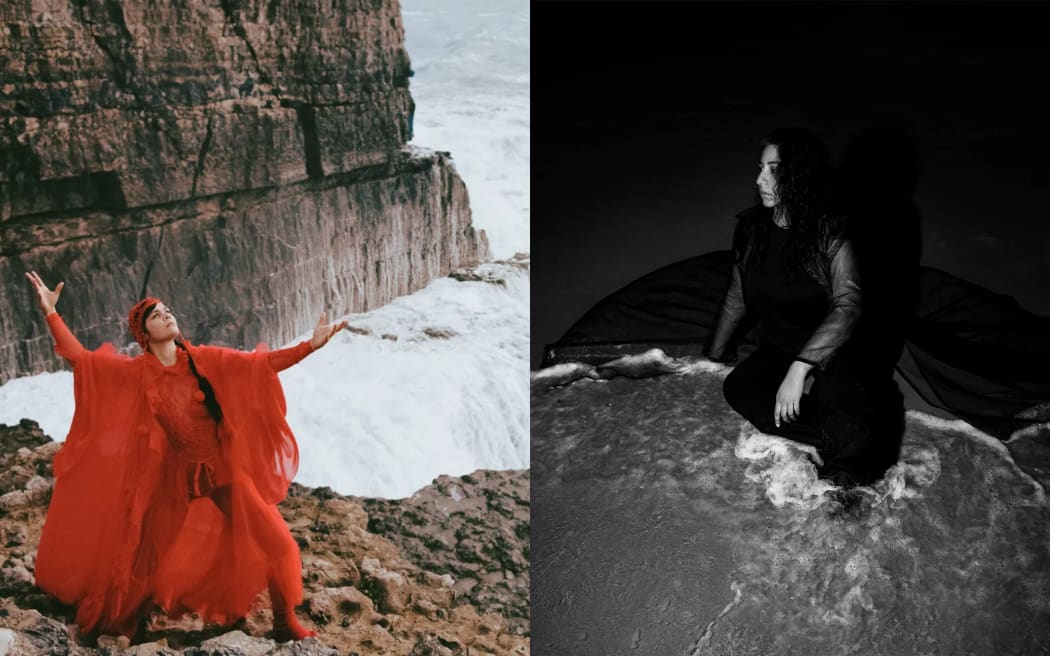 Album covers for The Dream Of Delphi by Bat for Lashes, and Night Reign by Arooj Aftab.