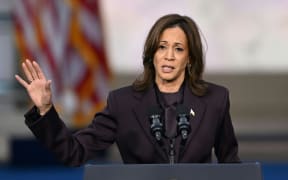 US Vice President Kamala Harris speaks at Howard University in Washington, DC, on November 6, 2024. - Donald Trump won a sweeping victory Wednesday in the US presidential election, defeating Kamala Harris to complete an astonishing political comeback that sent shock waves around the world. (Photo by SAUL LOEB / AFP)
