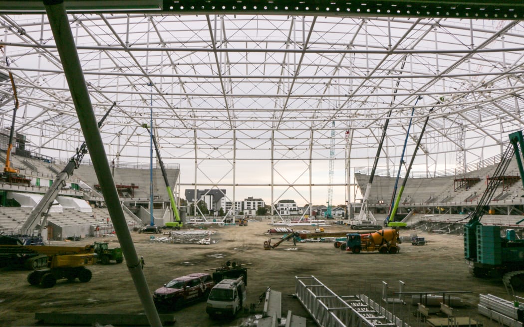 The new Christchurch stadium - one year out from the date it is due to open in 2026.
