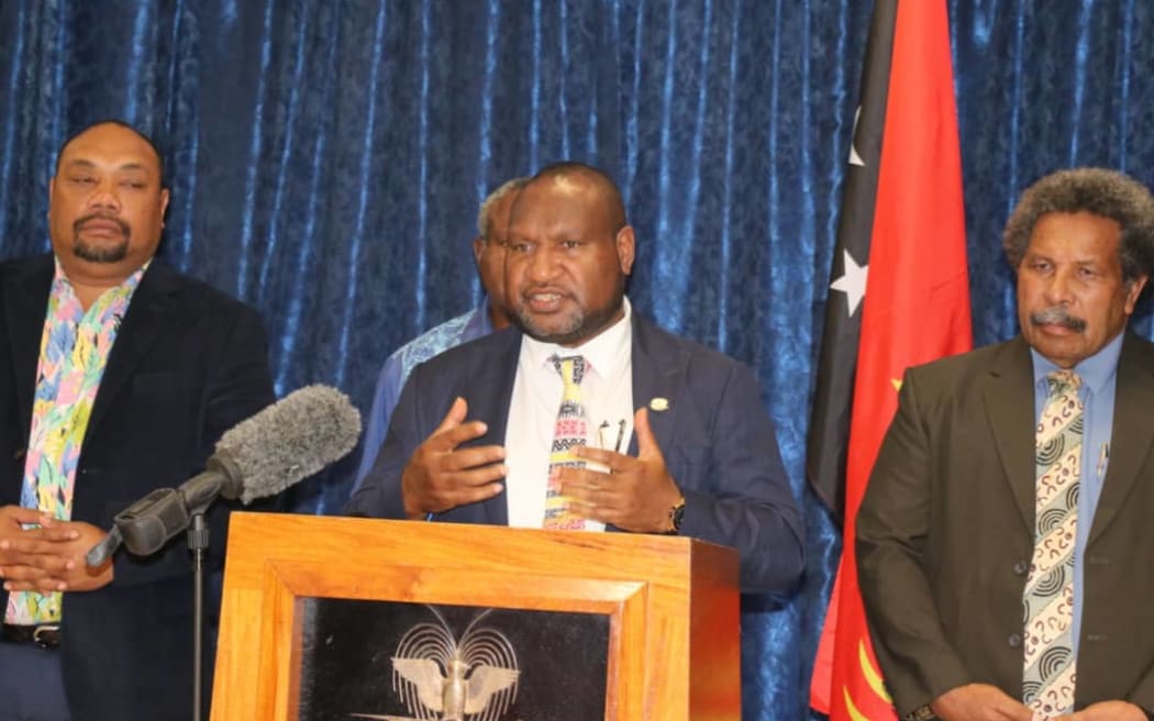 From left: PNG's Health Minister Jelta Wong, Prime Minister James Marape, and Foreign Minister Soroi Eoe.