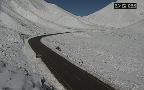 Snow on the Lindis Pass on Wednesday 5 October 2022