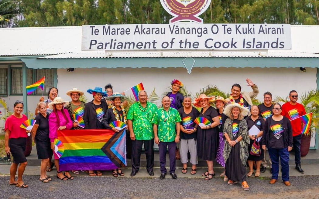 The Anuanua community celebrate outside Parliament as homosexuality was decriminalized on April 14th 2023.