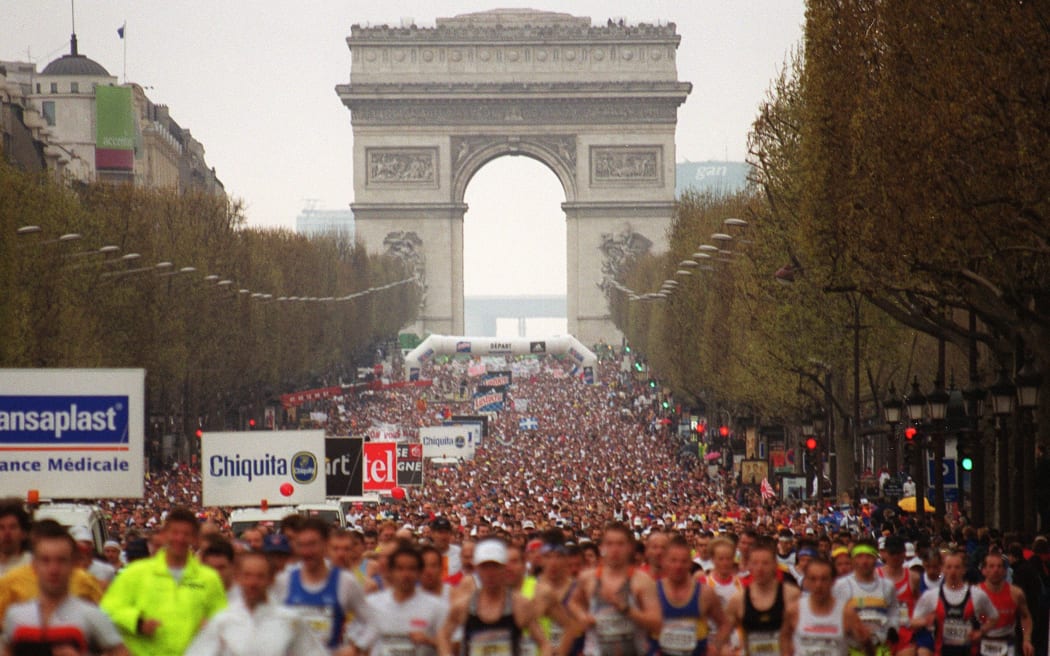The Paris marathon on the Champs Elysees.