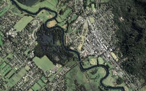 An aerial map of Te Aroha.