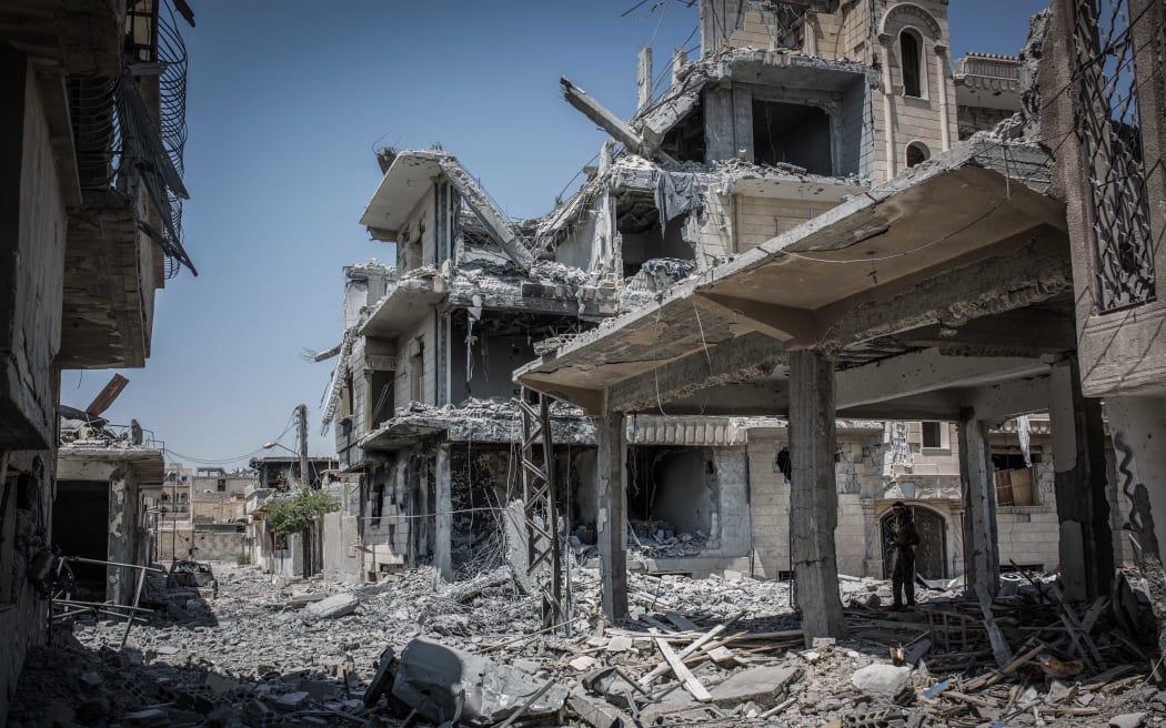 Ruins in the Syrian city of Raqqa (file photo)