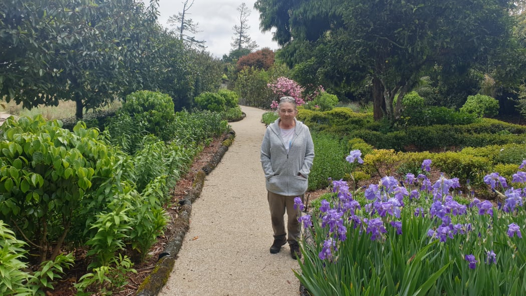 Abbie Jury in the wave component of her new summer garden.