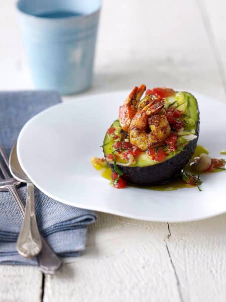 Avocados & Prawns with Lime & Tomato Salsa