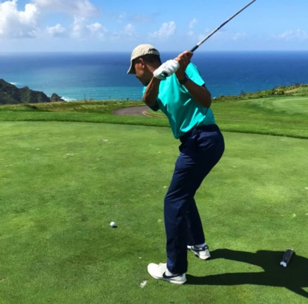 Former US President Barack Obama tees off in Northland.