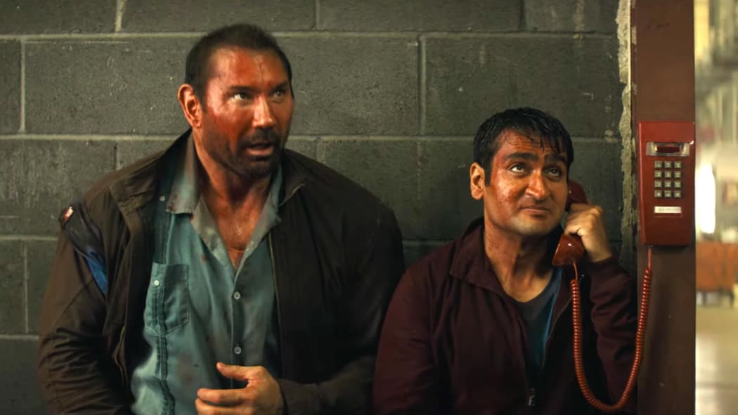 Dave Bautista and Kumail Nanjani in Stuber.