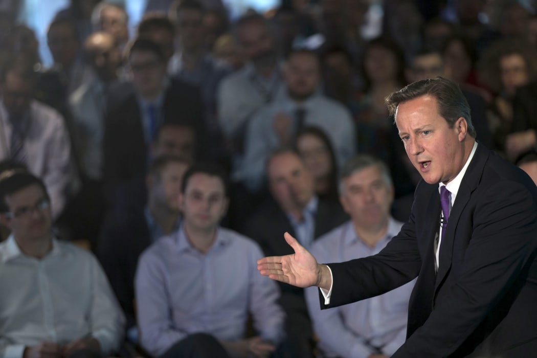 David Cameron speaking at the Scottish Widows offices in Edinburgh, as he urged voters not to rip apart a "family of nations".