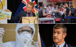 Minister of Education Chris Hipkins. Travellers leaving Peru on March 16. A healthcare worker taking a swab test for Covid-19. Police Commissioner Andrew Coster.