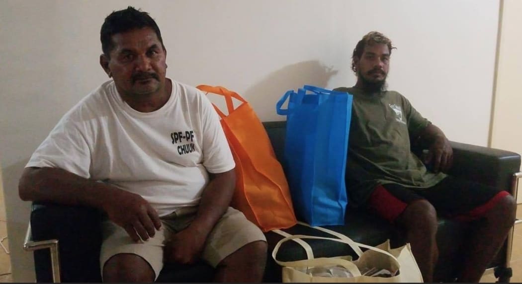 Safe after a six-week ocean drift; Godfrey Capelle (left) and Benjamin Thomas